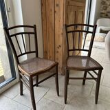 Pair of cane bistro chairs
