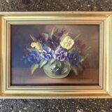 Vintage Art deco Still life with flowers Oil Paintingby A.Haaning, Denmark