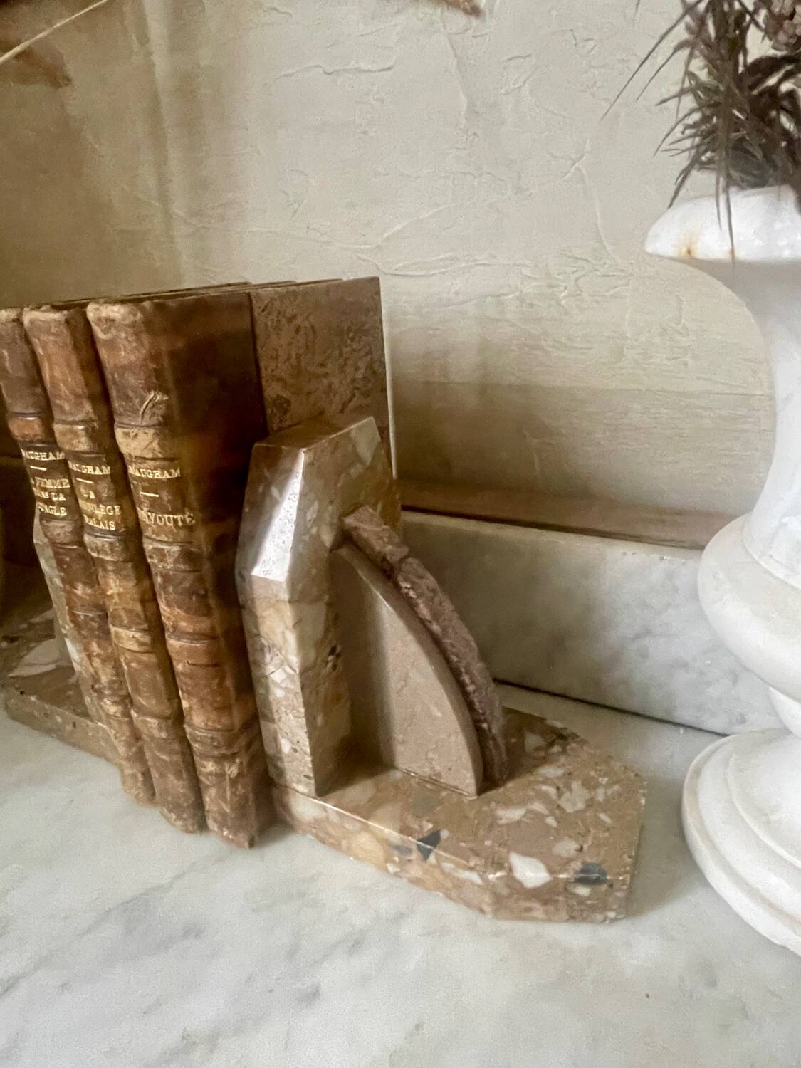Pair of Art Deco marble bookends