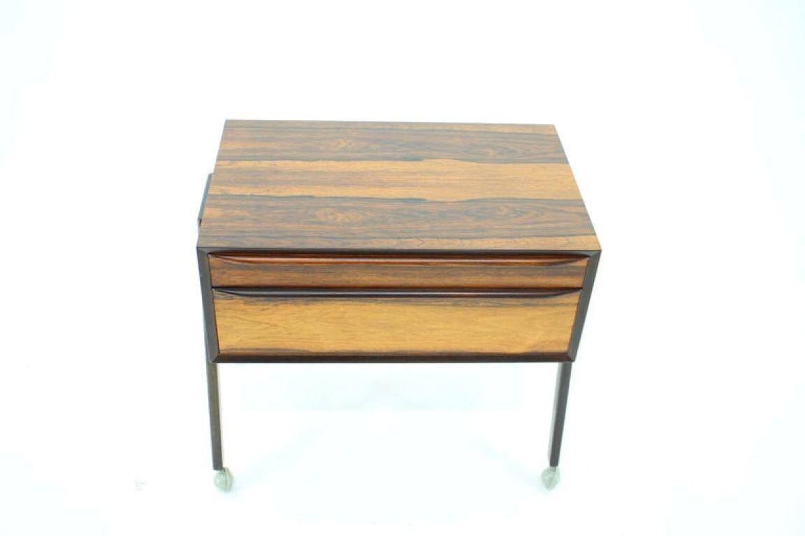 Mid-Century Danish Modern Palisander Sewing Cabinet on Wheels, 1960s