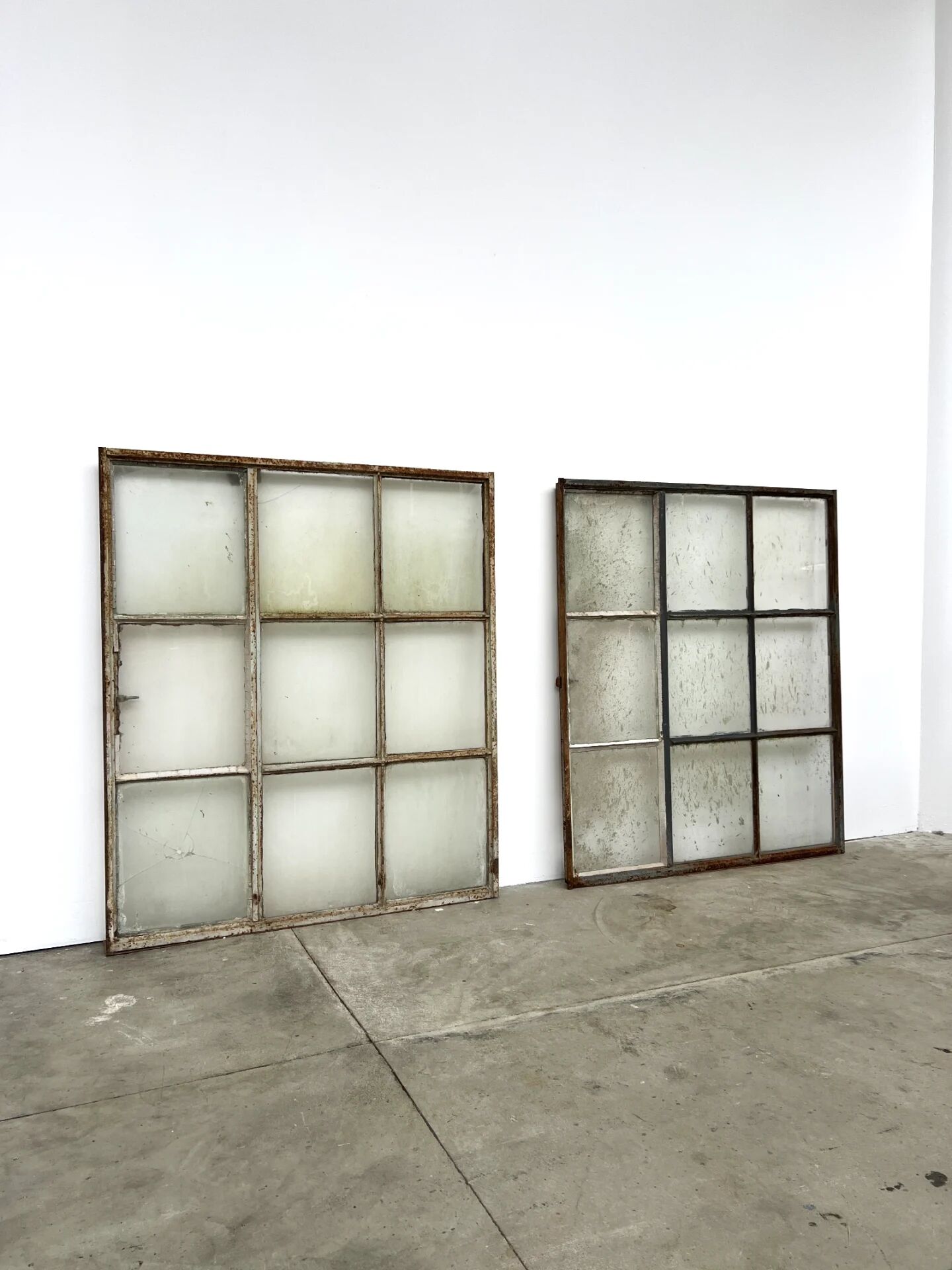 Old steel workshop skylight with opening.
