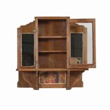 Art Deco wall display case with patinated old teak mirrors and original piece from India