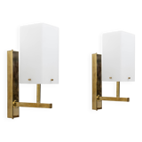 Pair of Mid-century Modern Style Italian Murano Glass and Brass Sconces