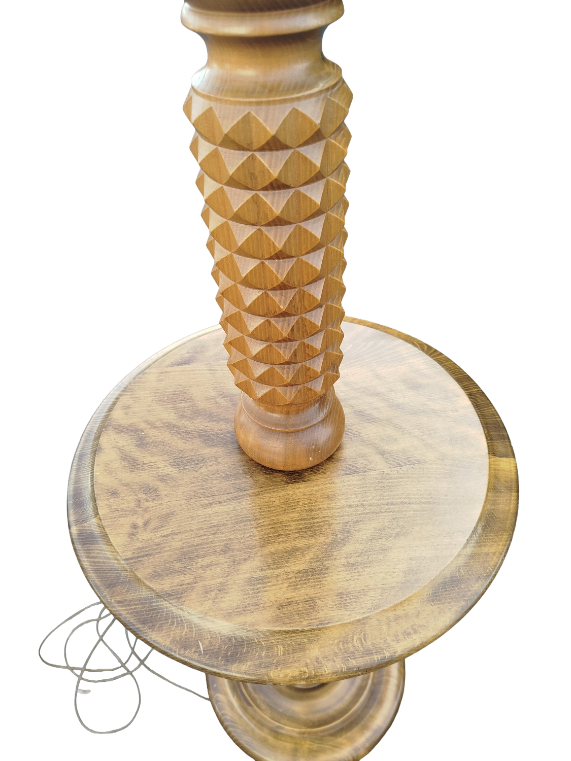 Lamp base in elm attributed to Chales Dudouyt, 1940s.