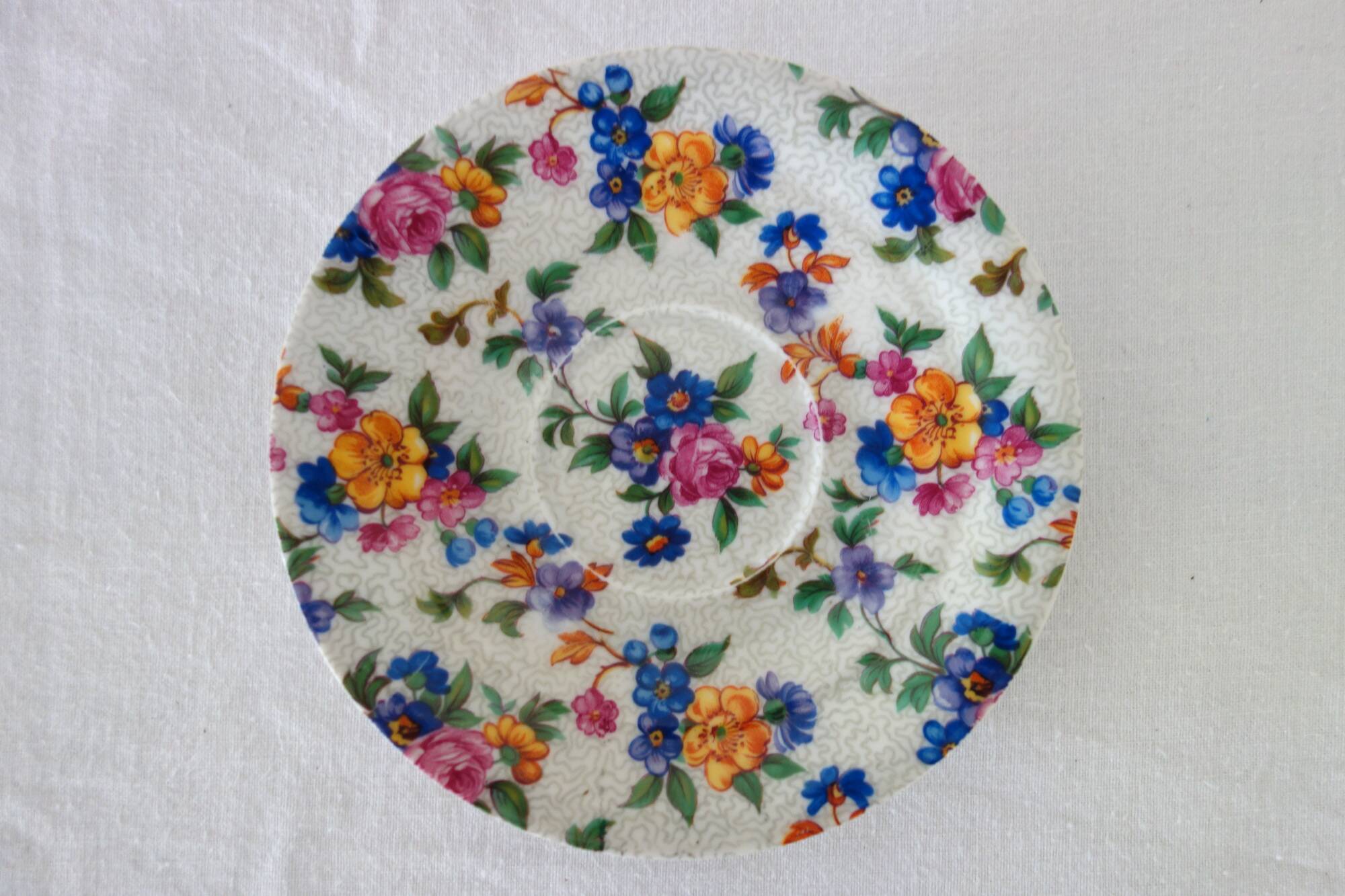 5 vintage flower pattern cups and saucers