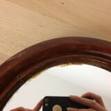 Miroir pomme en rotin vintage 33x34cm