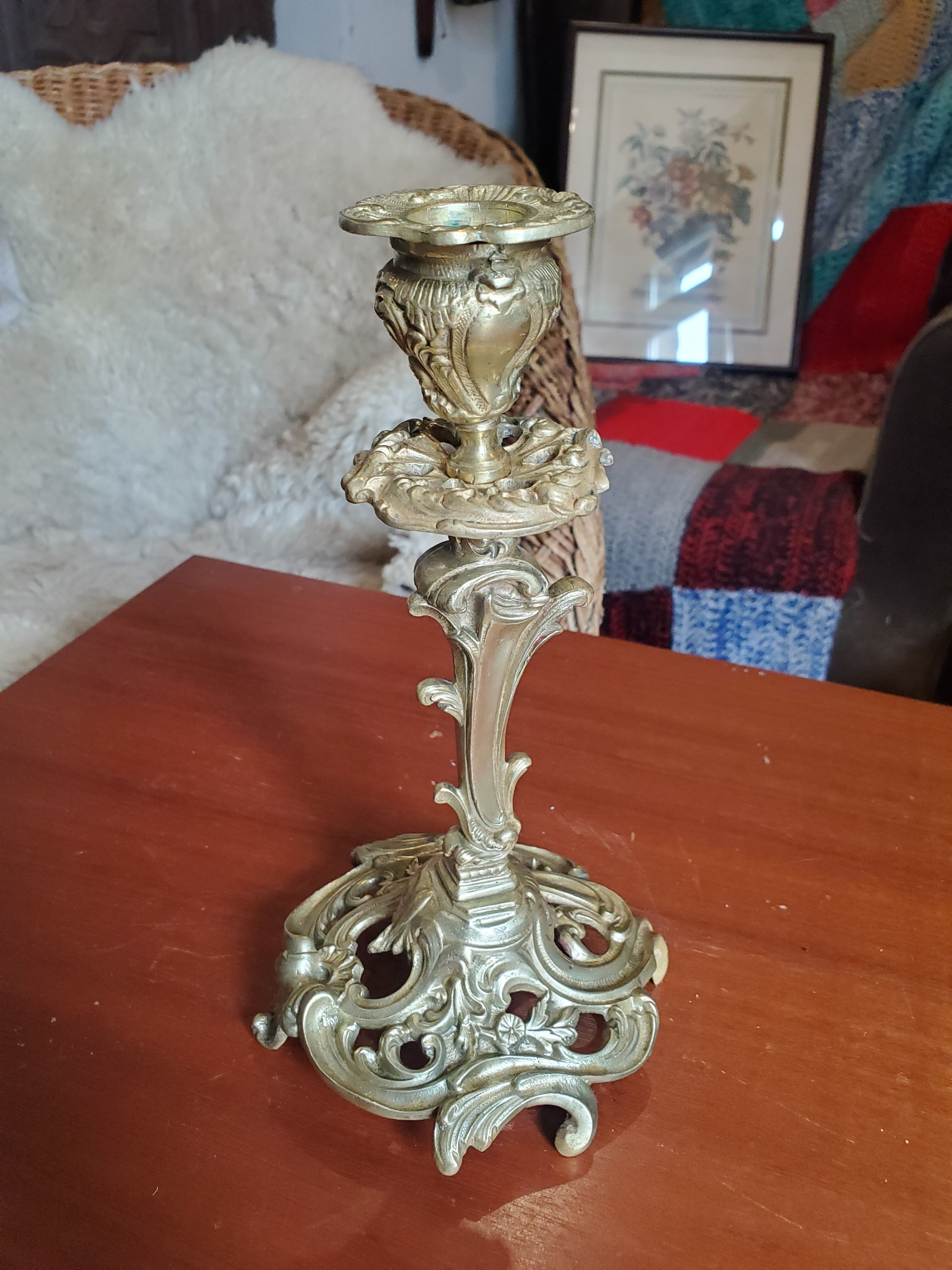 Gold bronze candle holder