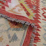 Tapis en laine rouge afghan Kilim tapis traditionnel oriental fait à la main - 78x124