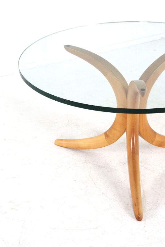 Alma möbel coffee table with boomerang legs and glass top