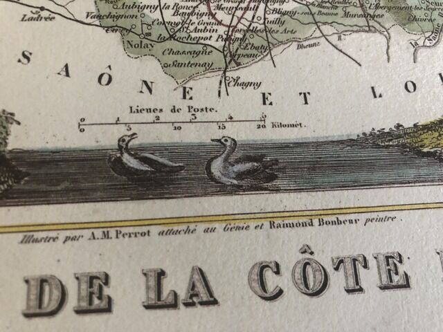 Old map of the Cévennes and GOLD Côtes d'Or