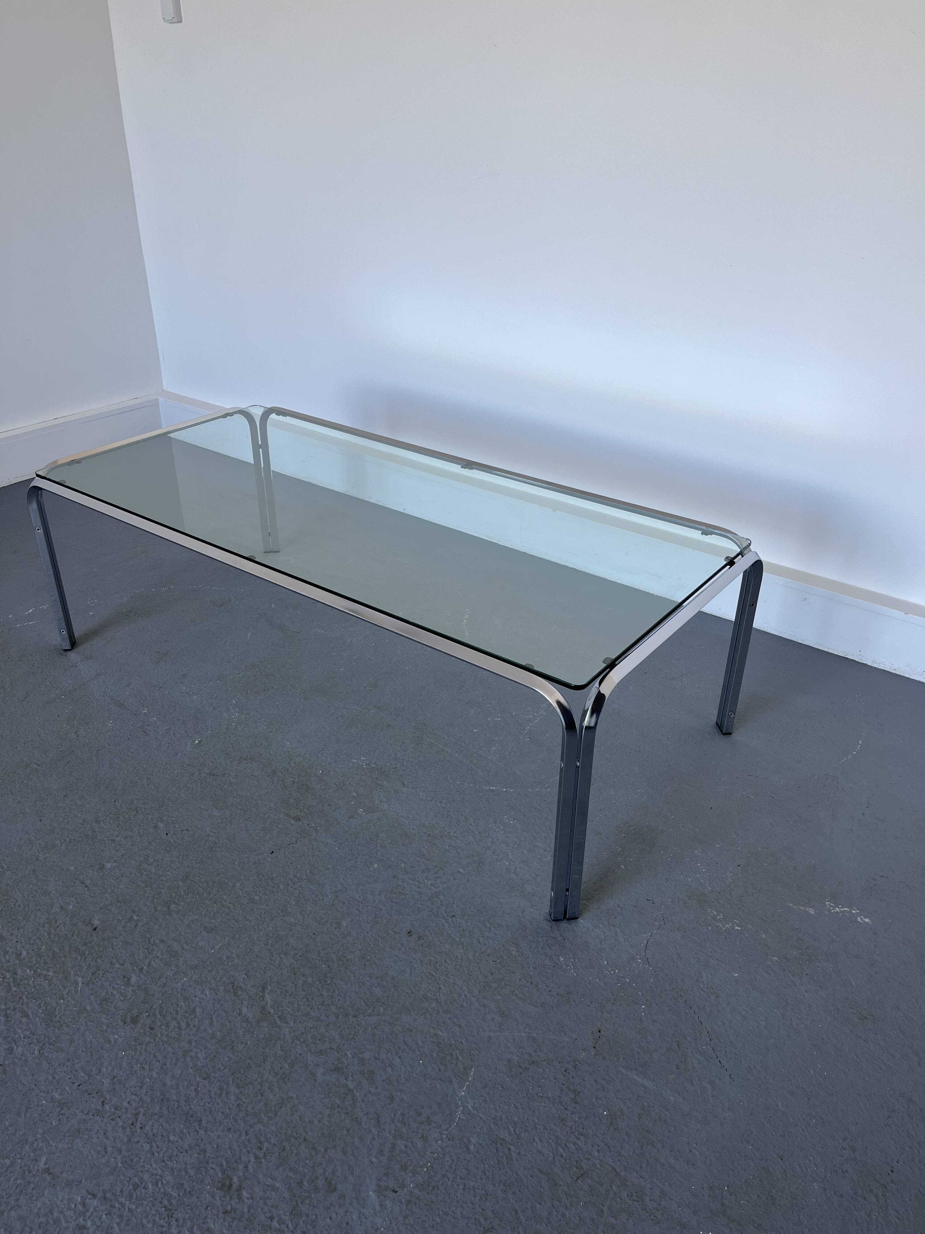Vintage coffee table with  glass & chrome frame, 1970s