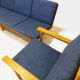 Børge Mogensen 4 seater oak bench sofa and two armchairs