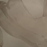 Tableau signé aquarelle monochrome portrait de femme de dos « courbes »