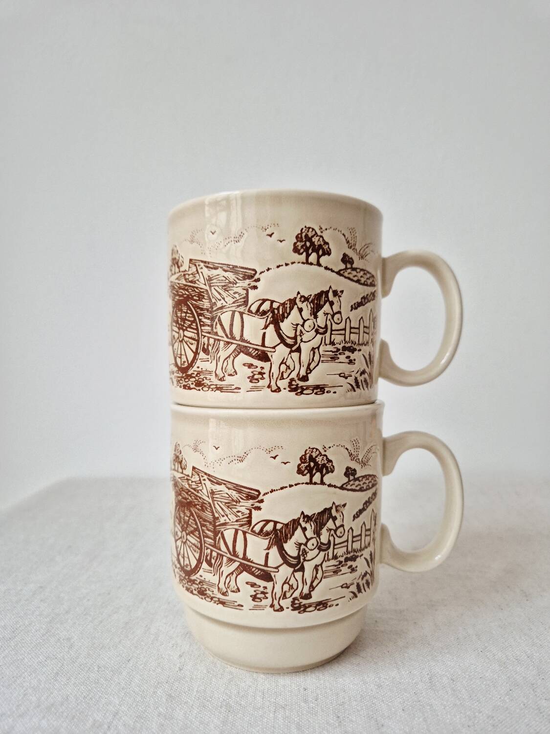 Set of 2 vintage stoneware mugs "English Countryside" - KilnCraft England