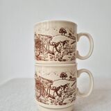 Set of 2 vintage stoneware mugs "English Countryside" - KilnCraft England