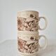 Set of 2 vintage stoneware mugs "English Countryside" - KilnCraft England