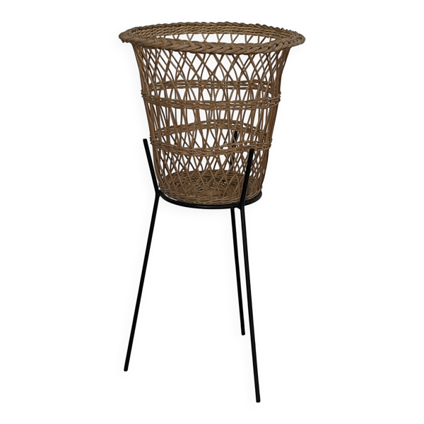 Corbeille / panier en osier tressé, tripode