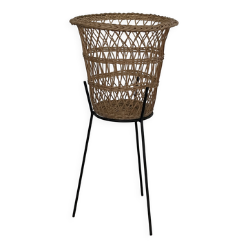 Corbeille / panier en osier tressé, tripode