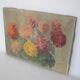 Table flowers oil on vintage canvas