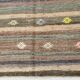6x9 Gray & Green Striped Pattern Kilim Rug, 176x262Cm