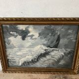Framed marine study painting signed 1920
