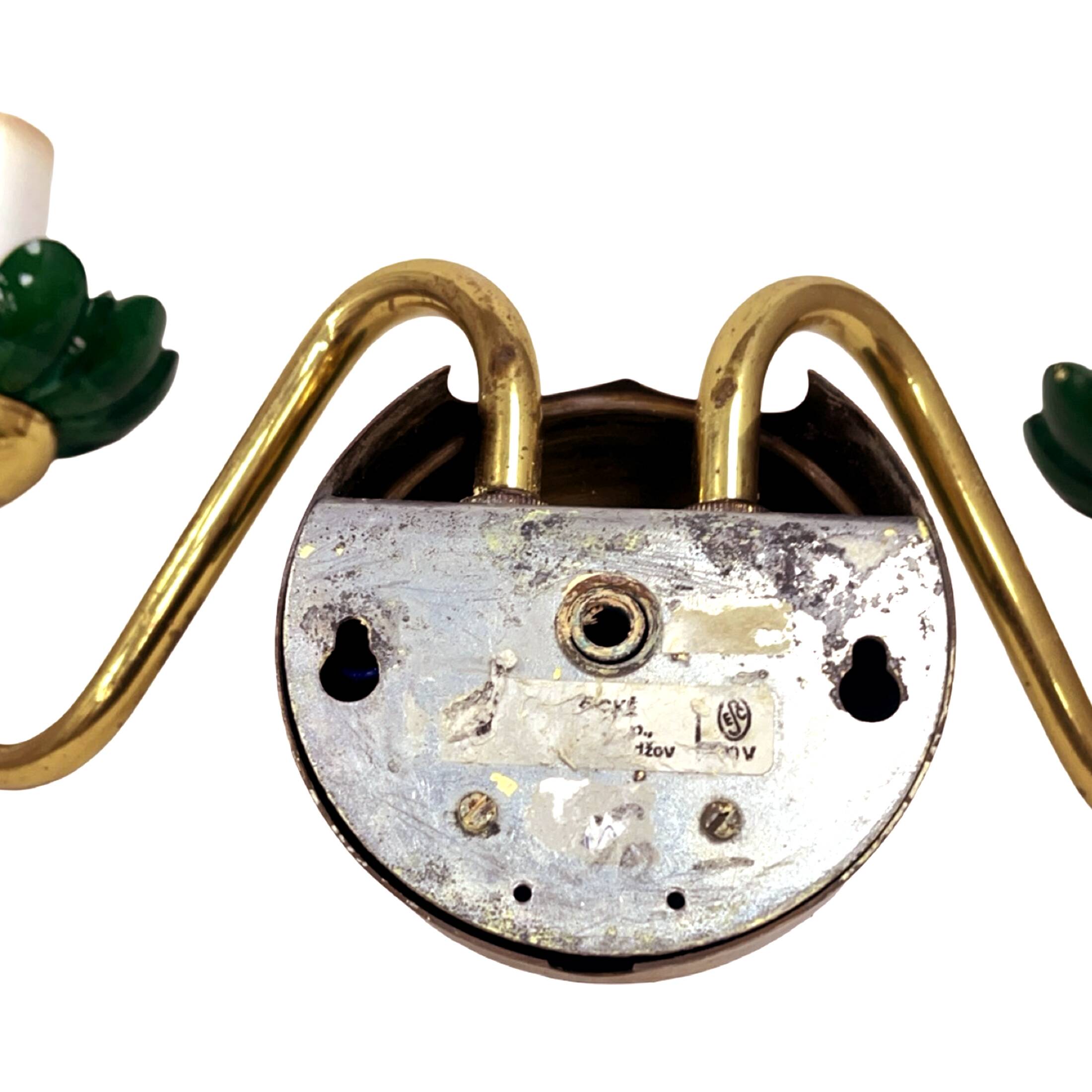 Preciosa double wall lamp | czechoslovakia 1980s | malachite glass | brass