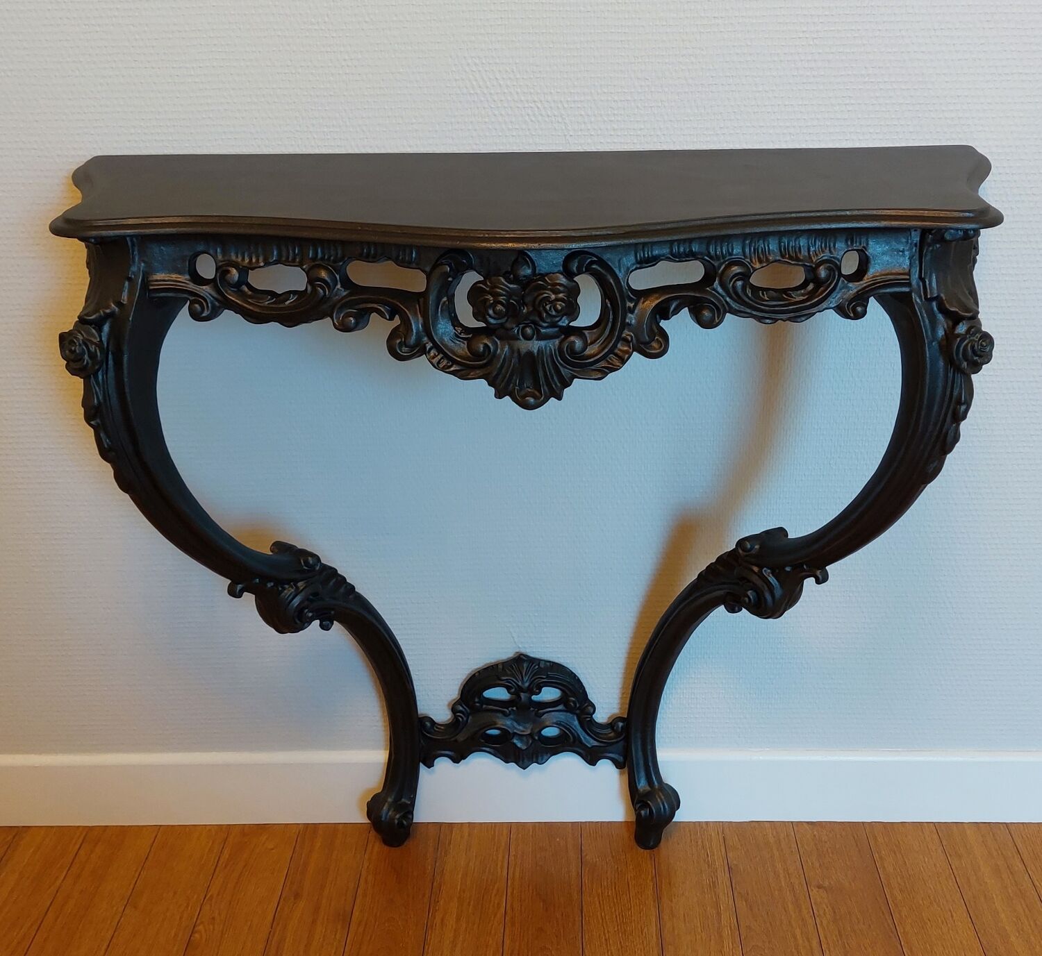 Baroque wall console, steel black