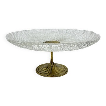 Mid-century design centrepiece crystal and brass bowl, 1960s