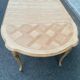 Round extendable dining table Louis XV stripped in solid cherry wood 1960