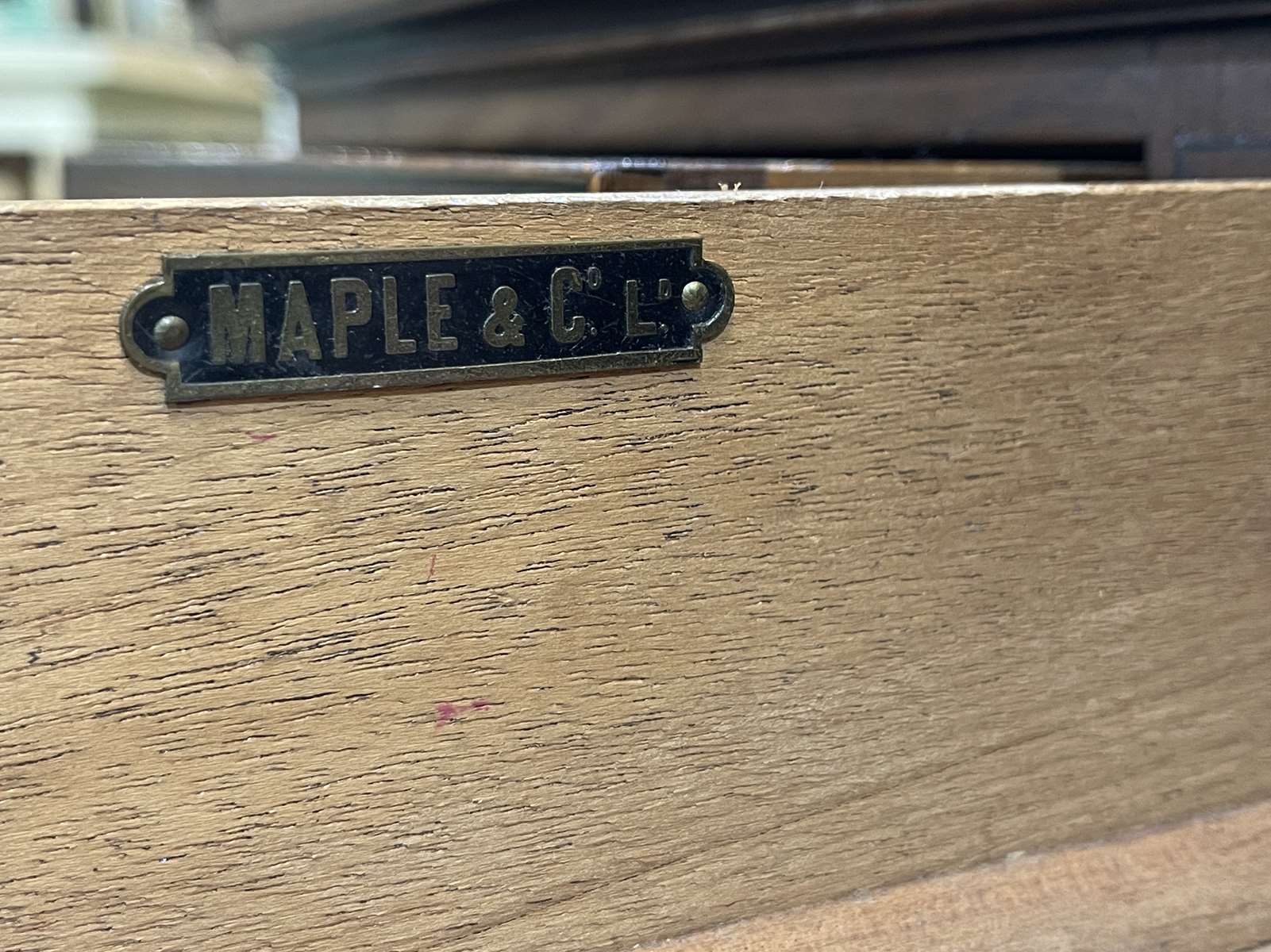 1930s English flat desk in oak