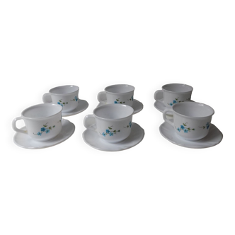 6 tasses + 6 soucoupes Arcopal (Véronica) 1970