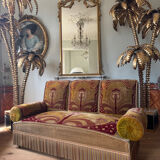 Canapé D’époque Art Nouveau garni de Son Tissu velours D’origine - XXe