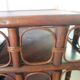 Retro side table - vinyl furniture - rattan and bamboo - 1980s