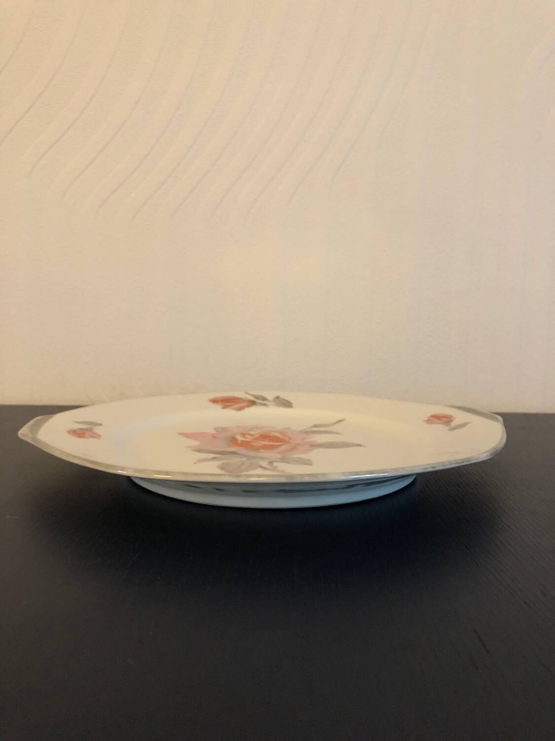 Vintage PL France porcelain dish with rose motifs