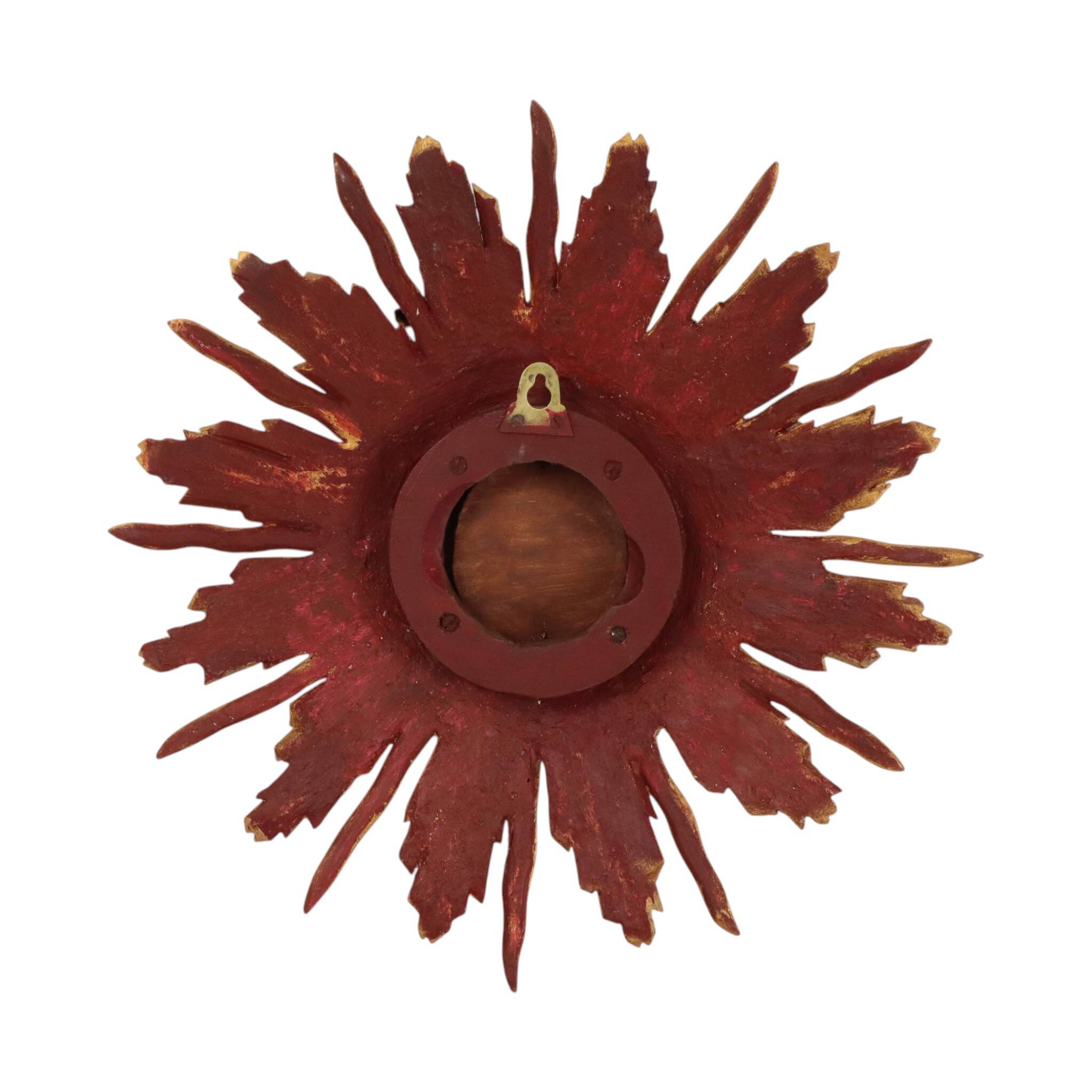 Vintage Wooden Sunburst Convex Mirror, Gold, 46cm