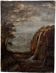 Antique painting of a waterfall landscape 20th century
