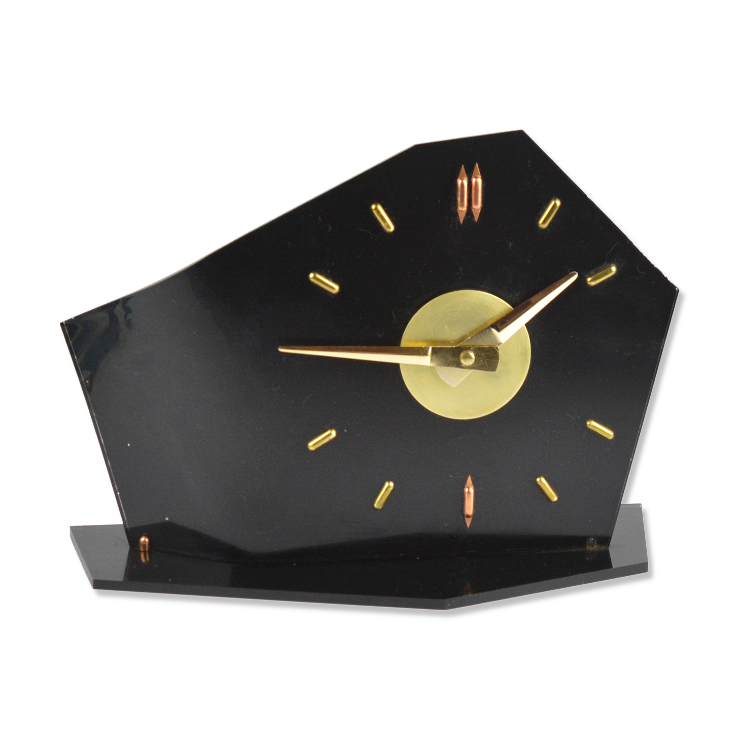 1950s bakelite brusel style fireplace clock, prim czechoslovakia
