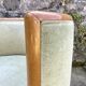 Pair of barrel-shaped armchairs in beech and almond green velvet by Maison Rosello