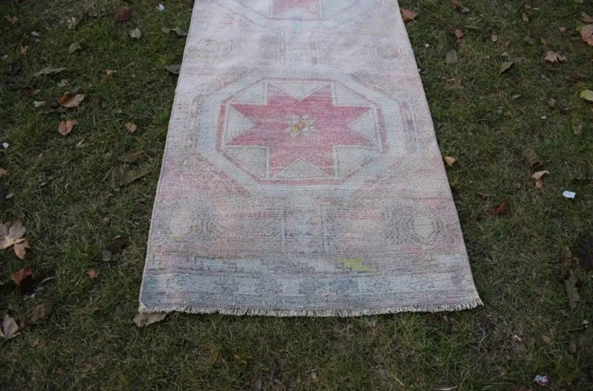 Vintage Turkish hallway rug 87x385 cm