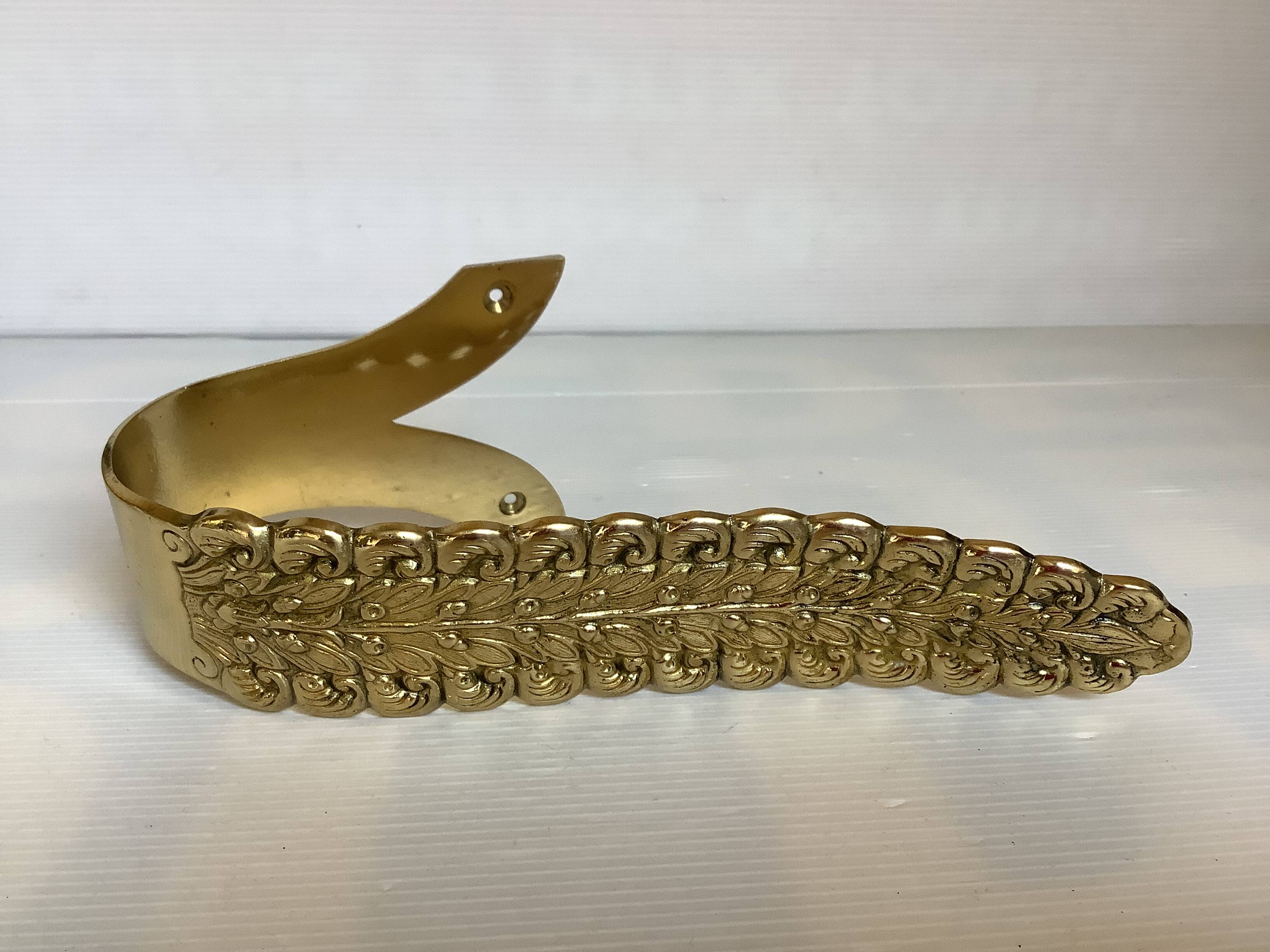 Large worked brass coat hook