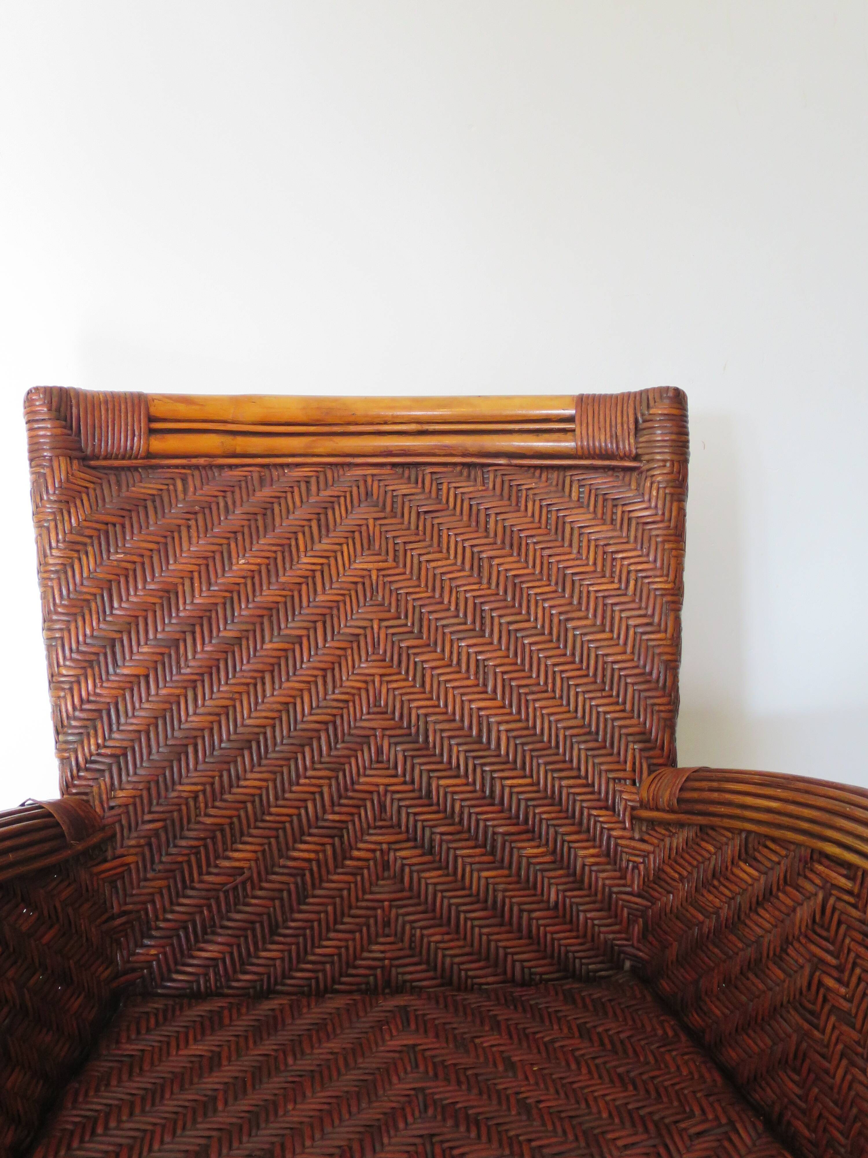 Woven rattan armchair, 1980s