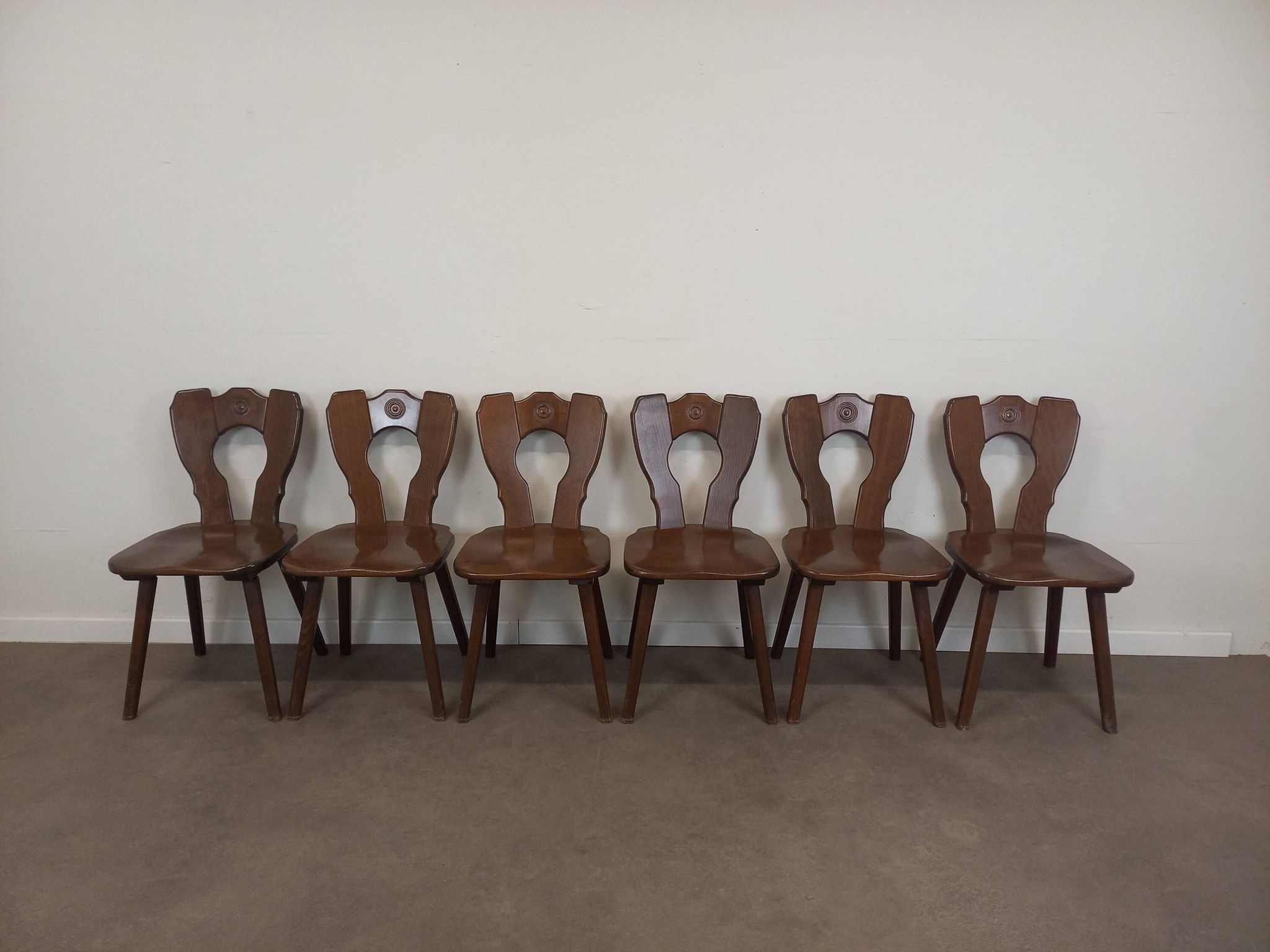 Set of 6 brutalist bistro chairs