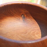Teak wooden salad bowl and serving spoons, 1970s