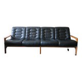 Danish 4-seater sofa with leather upholstery 244 cm, 1960s