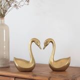 Pair of vintage brass swans