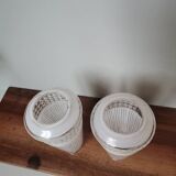 Set of 2 vintage transparent molded glass tulip lamp globe hanging lamp