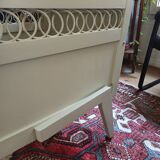 Vintage cot in wood and rattan