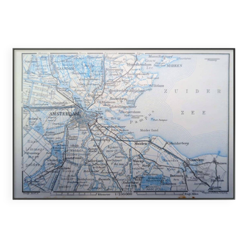 Amsterdam, small old map, printed in 1910.