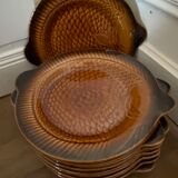 Sarreguemines service of 12 faience fish plates
