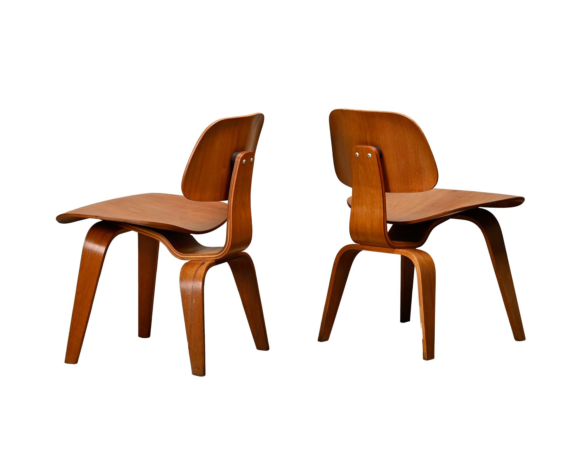 Charles and Ray Eames Early DCW Walnut Plywood Dining Chairs Herman Miller